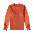 Homme Plissé Issey Miyake Long-Sleeve Arc Pleated Tee "Vermilion Orange"