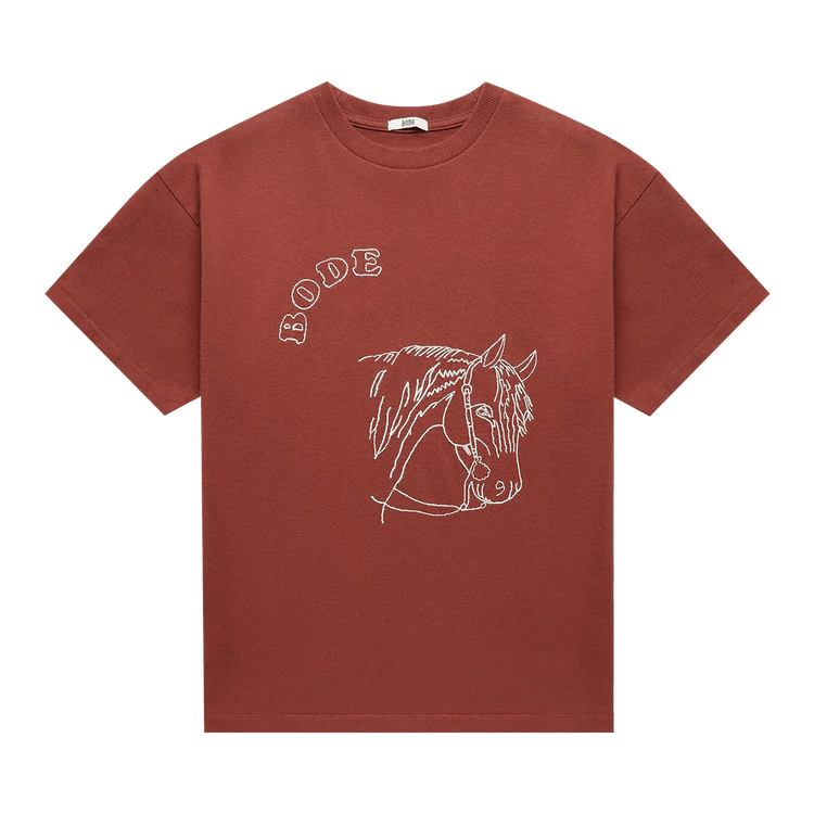 Bode Embroidered Pony Tee "Brown"