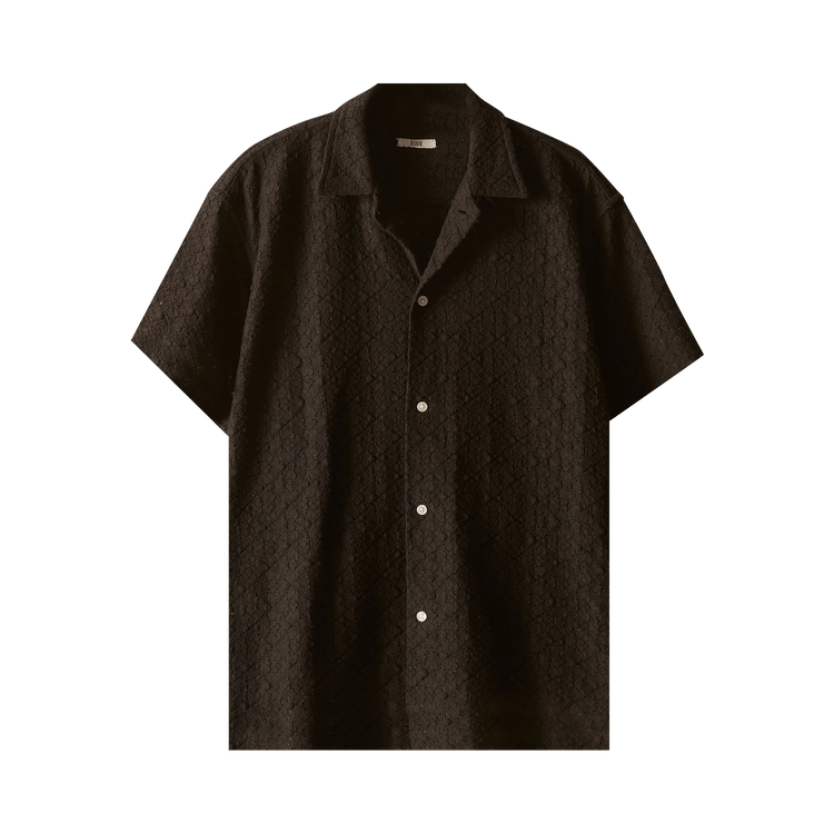 Bode Tile Lace Short-Sleeve Shirt "Black"