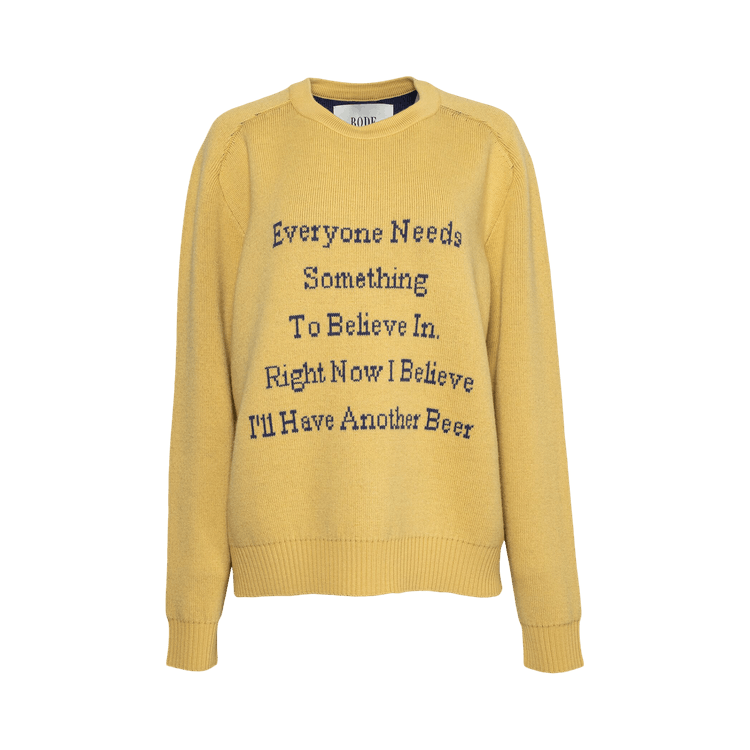 Bode Another Beer Sweater "Yellow/Blue"