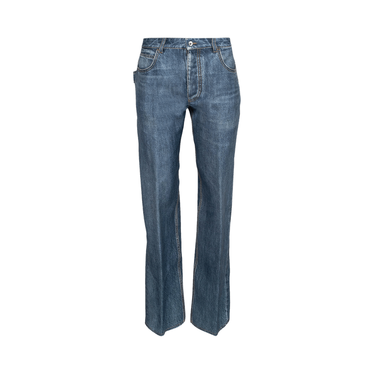 Bottega Veneta Light Printed Denim Viscose Silk Pants "Indigo"