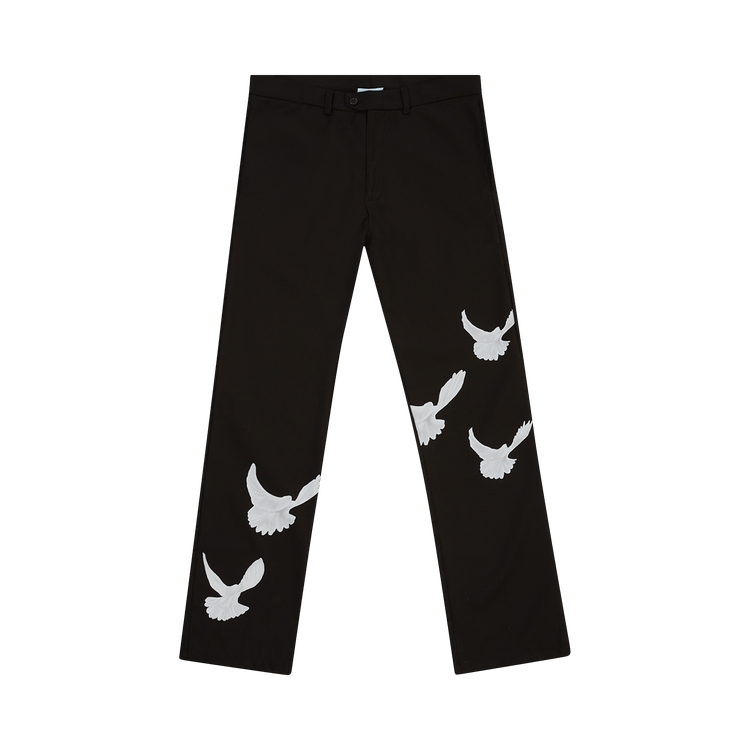 3.PARADIS Singing Doves Cotton Wide Trousers "Black"