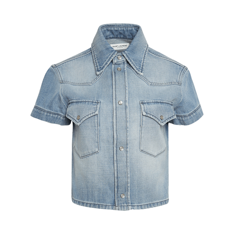 Saint Laurent Cropped Shirt "Light Japanese Lake"