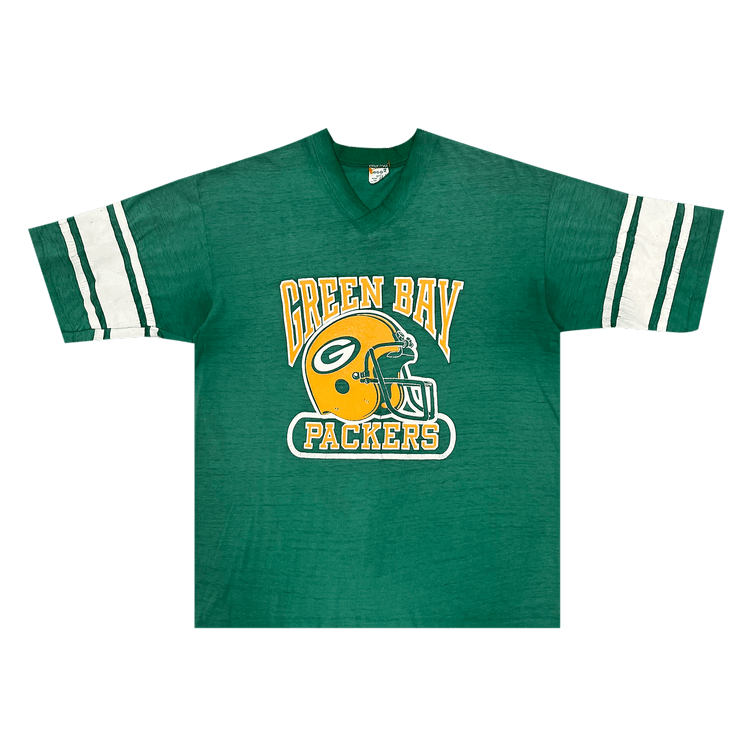 Vintage Green Bay Packers V-Neck Jersey Tee "Green"