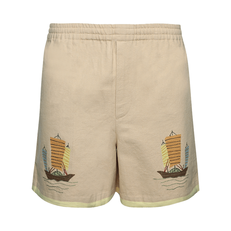 Bode Ship Applique Shorts "Tan/Multicolor"