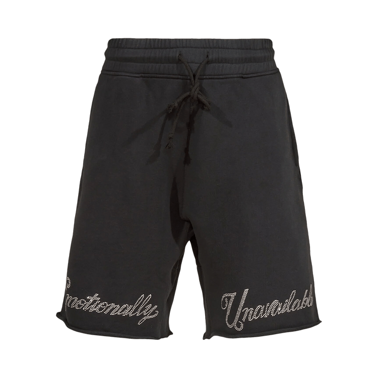 Emotionally Unavailable Rhinestone Sweatshorts "Black"