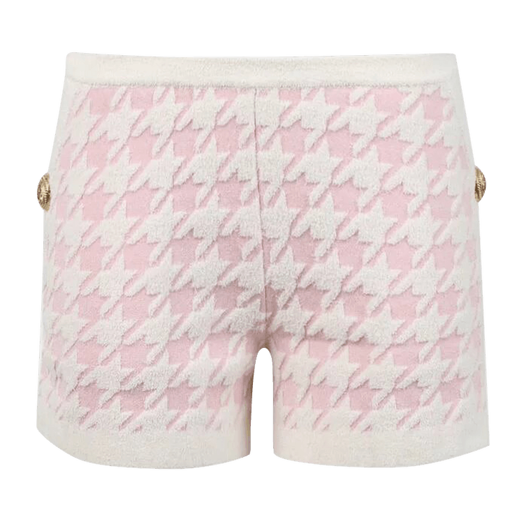 Balmain Houndstooth Light Tweed Shorts "Rose"