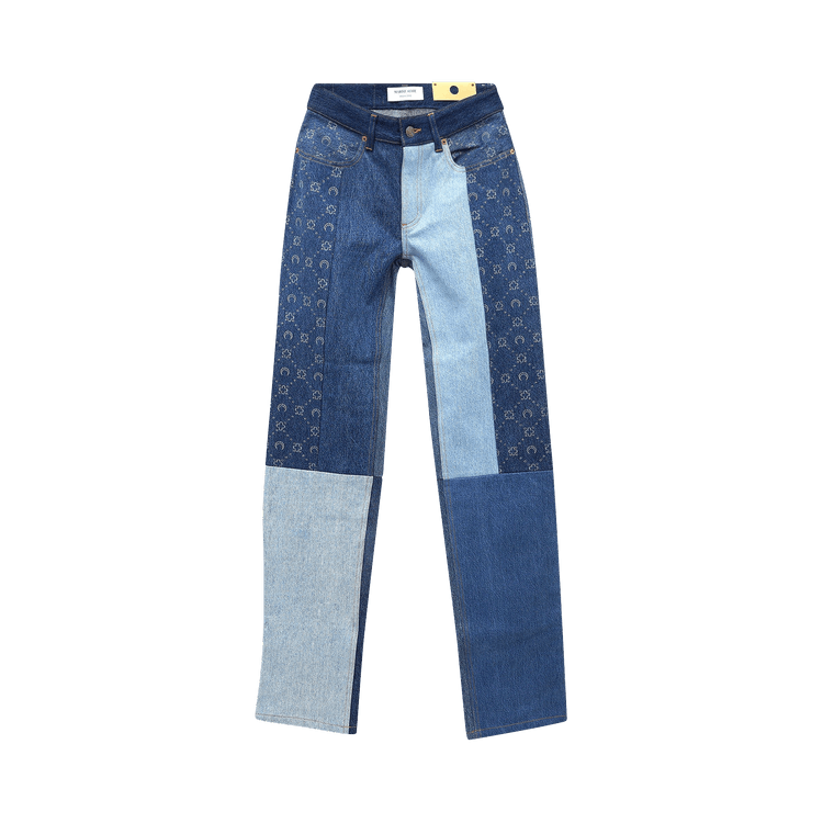 Marine Serre Regenerated Denim Moonogram Pants "Medium Dark Blue"