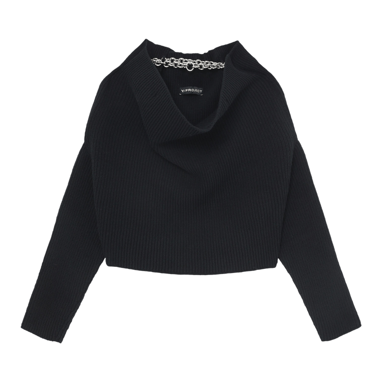 Y/Project Draped Chain Ribbed Sweater "Black"
