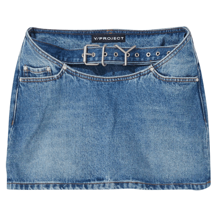 Y/Project Y Belt Arc Denim Mini Skirt "Faded Blue"