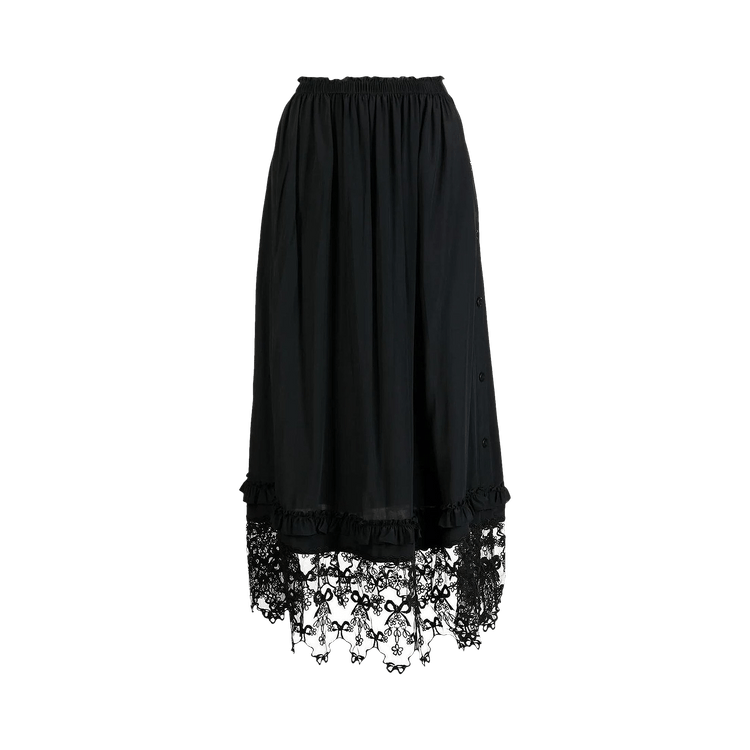 Simone Rocha Lace Trim Elasticated Maxi Skirt "Black"