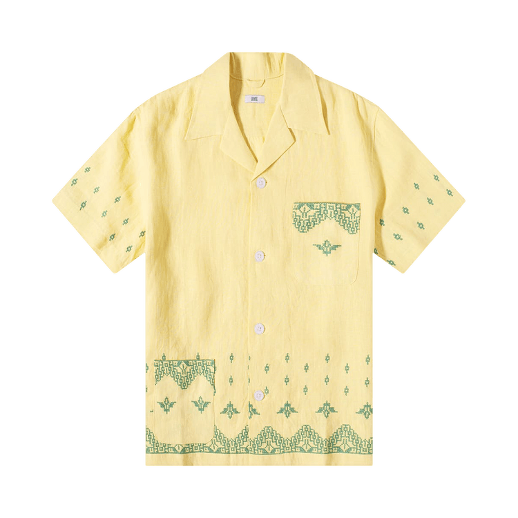 Bode Green Peak Short-Sleeve Shirt "Yellow/Green"
