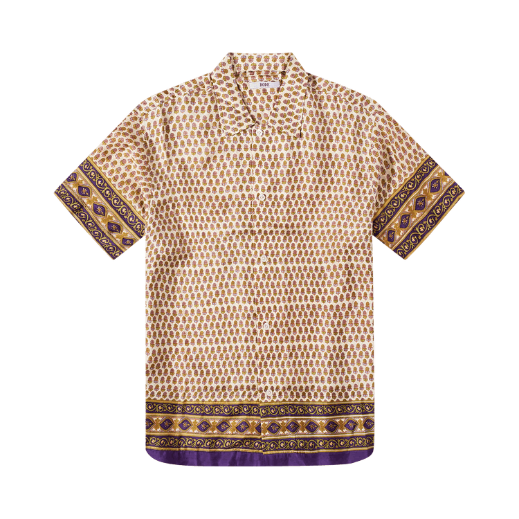 Bode Micro Fleur Short-Sleeve Shirt "Gold/Multicolor"