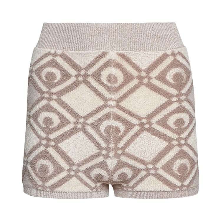 Marine Serre Chunky Jacquard Knitted Shorts "Beige"
