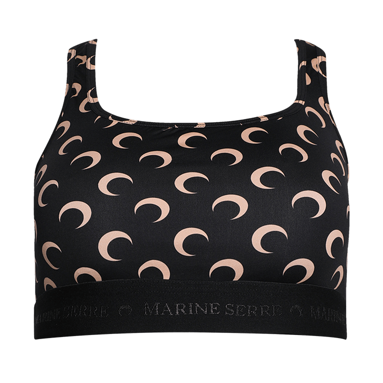 Marine Serre All Over Moon Brassiere "All Over Moon Tan On Black"