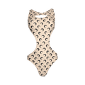 Marine Serre One Piece Swimsuit "All Over Moon Black On Tan"