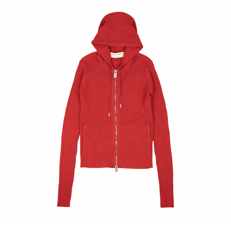 1017 ALYX 9SM Ribbed Knit Zip Up Hoodie Sweatshirt "Red"