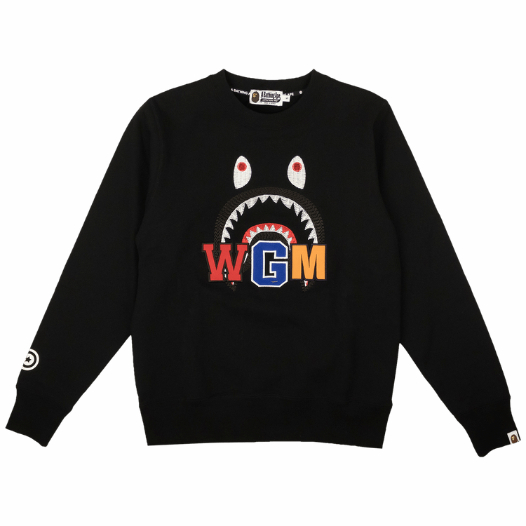 BAPE Shark Embroidery Crewneck Sweater "Black"