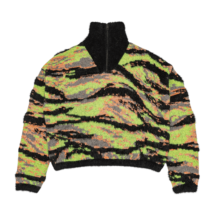 ERL Jacquard Tiger Sweater "Green Rave Camo"