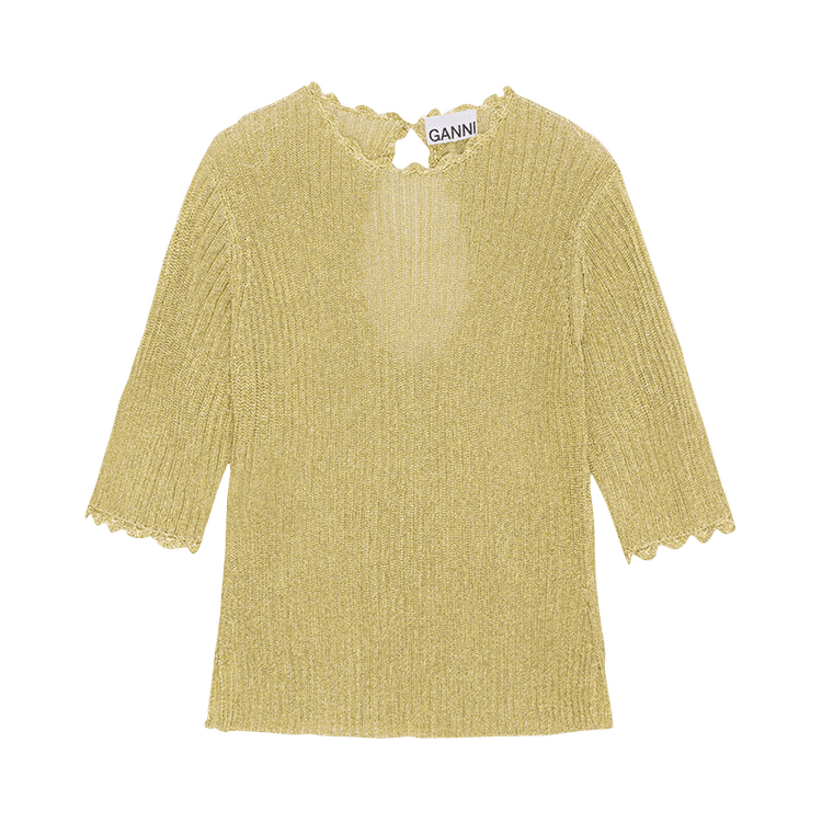 GANNI Metallic Open Back Blouse "Gold"