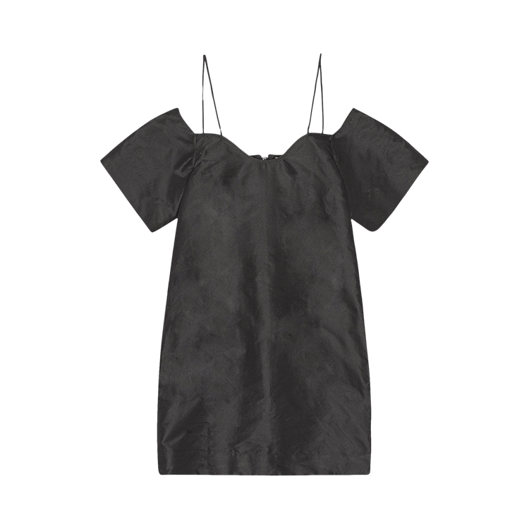 GANNI Beaded Taffeta Mini Dress "Black"