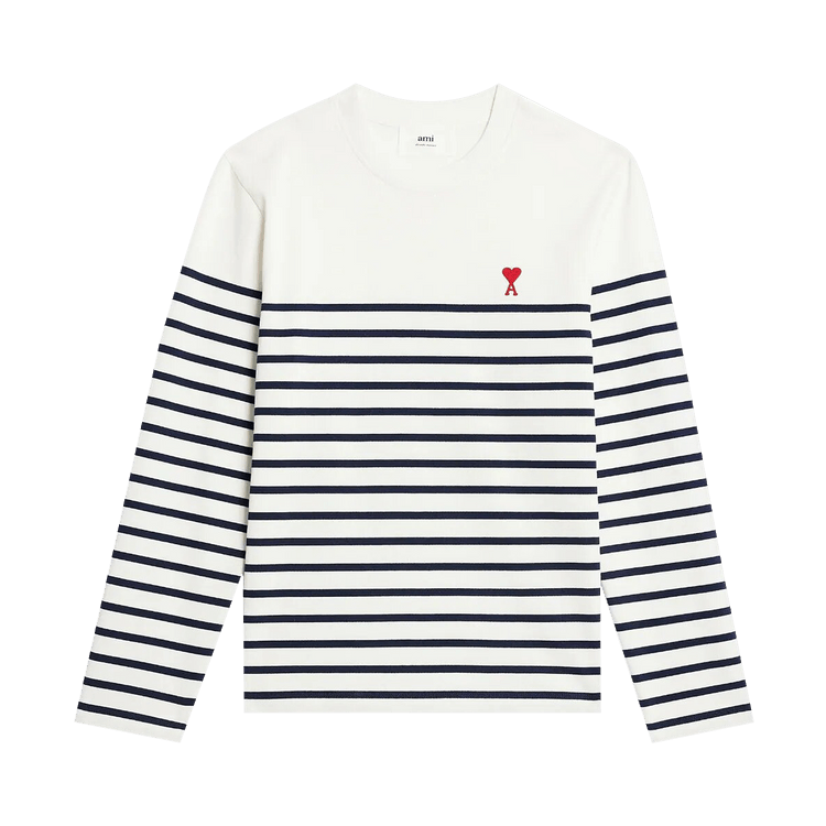 Ami Long-Sleeve T-Shirt "Natural White/Nautic Blue"