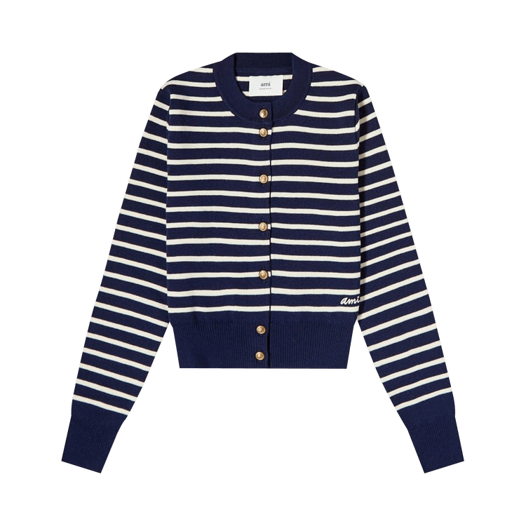 Ami Sailor Cardigan "Nautic Blue/Natural White"