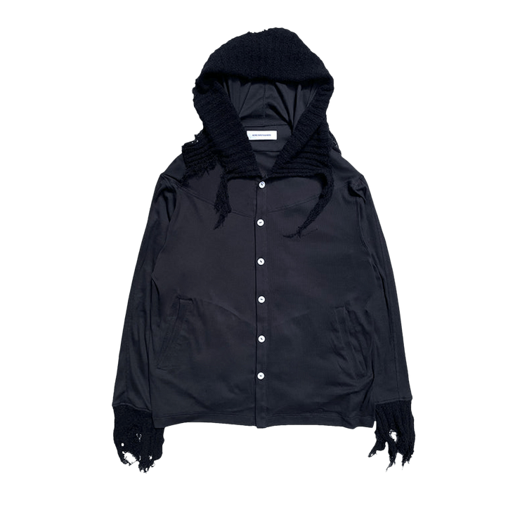 Kiko Kostadinov Cedid Hooded Shirt "Sable Black/Midnight Black"