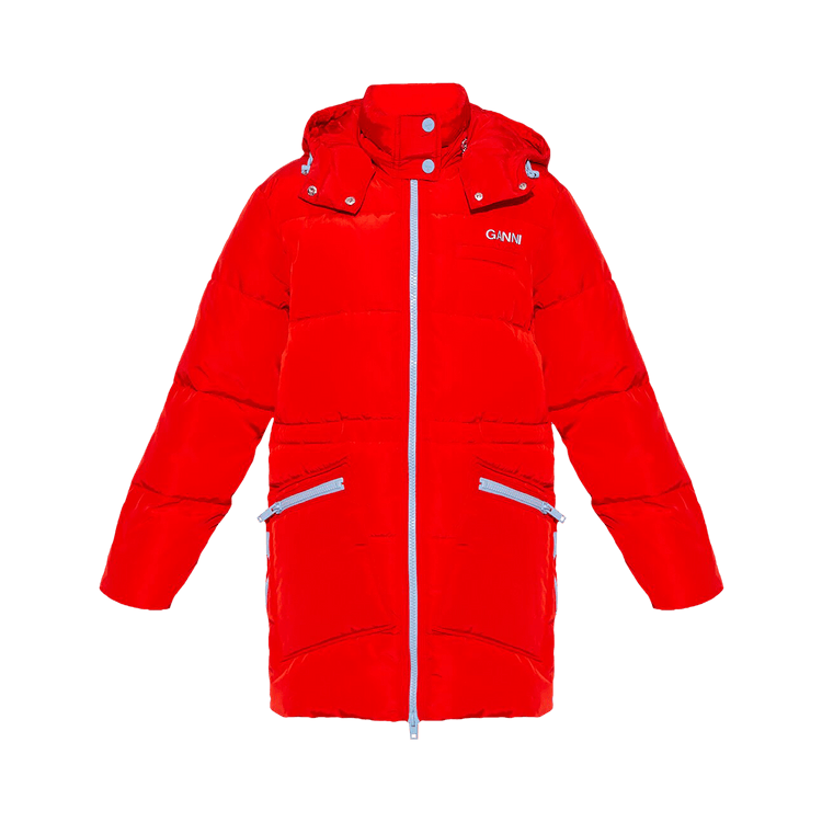 GANNI Tech Puffer Down Jacket "Red"