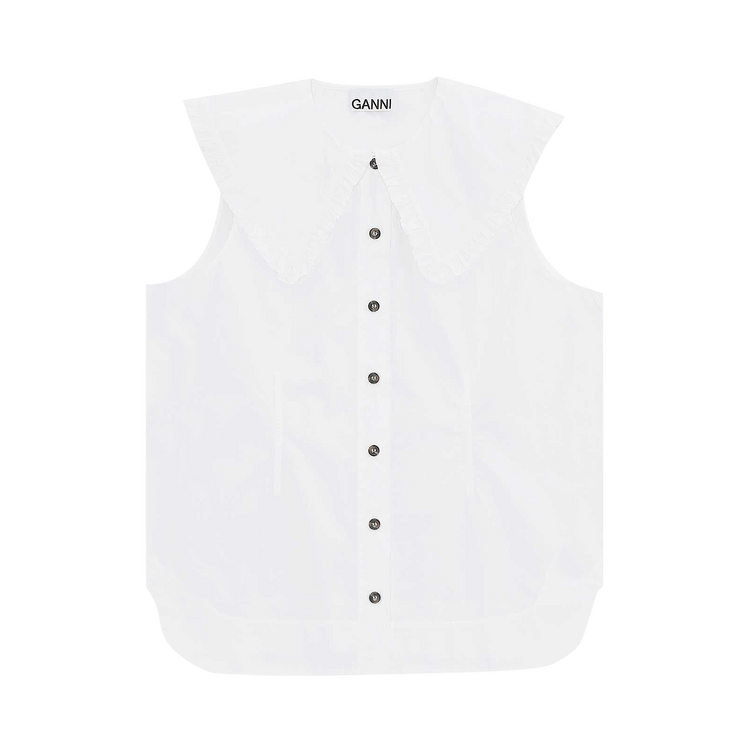 GANNI Sleeveless Shirt "Bright White"