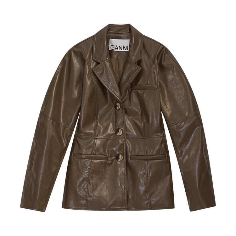GANNI Patent Blazer "Teak"