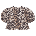 GANNI 3D Jacquard Peplum Blouse "Leopard"