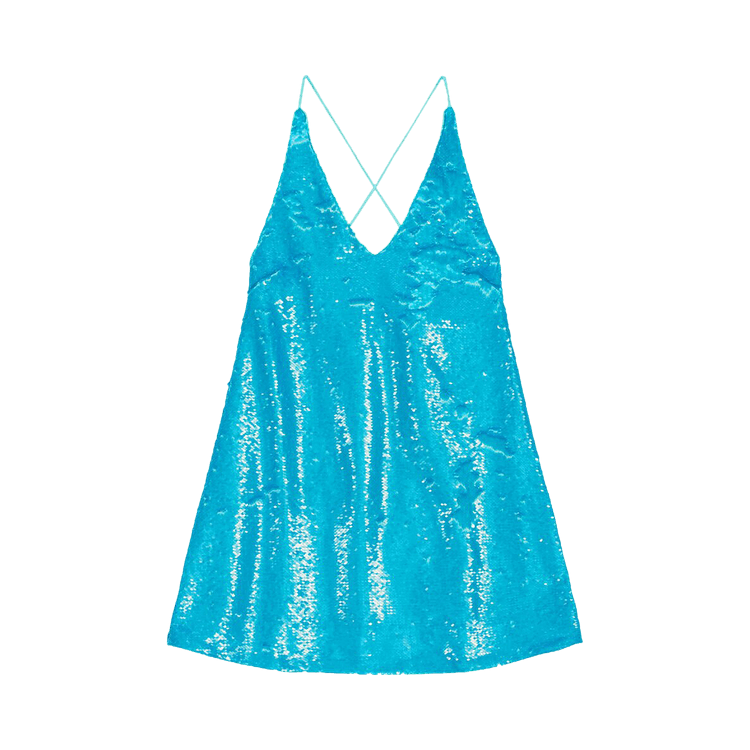 GANNI Sequins Strap Mini Dress "Blue"