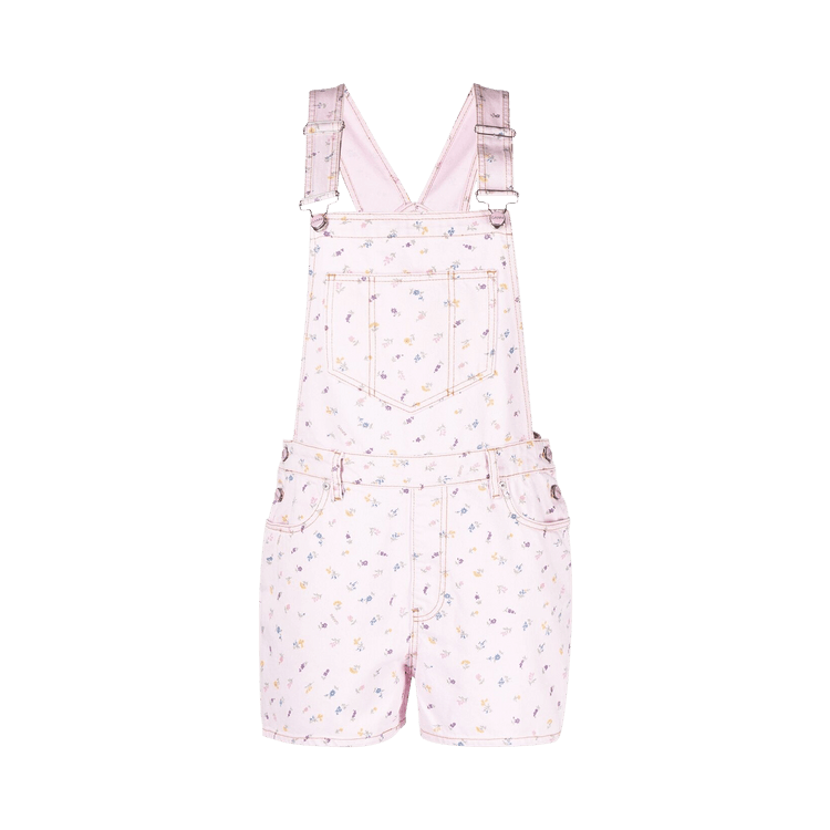 GANNI Print Denim All Over Shorts "Pink"
