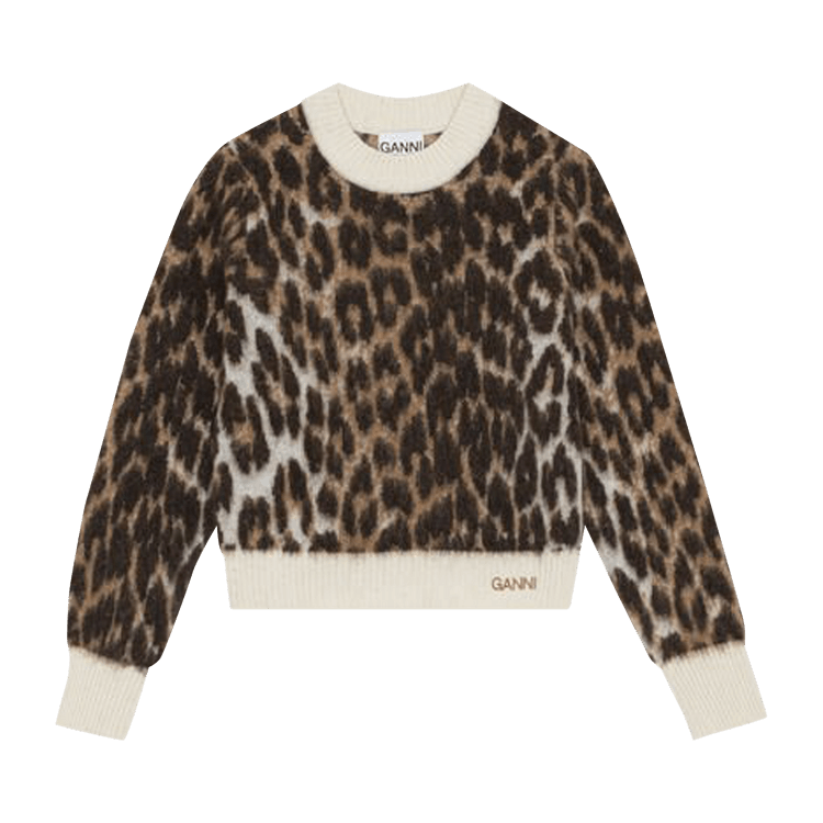 GANNI Leopard Jacquard O Neck Jumper "Leopard"
