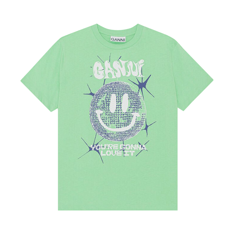 GANNI Light Jersey Smiley Relaxed T-Shirt "Peapod"