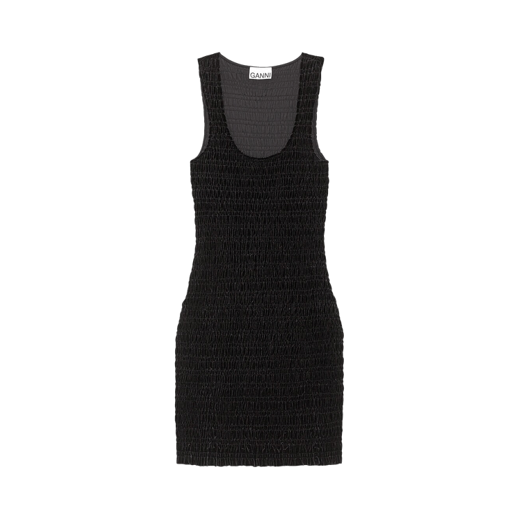 GANNI Velvet Jersey Smock Mini Dress "Black"