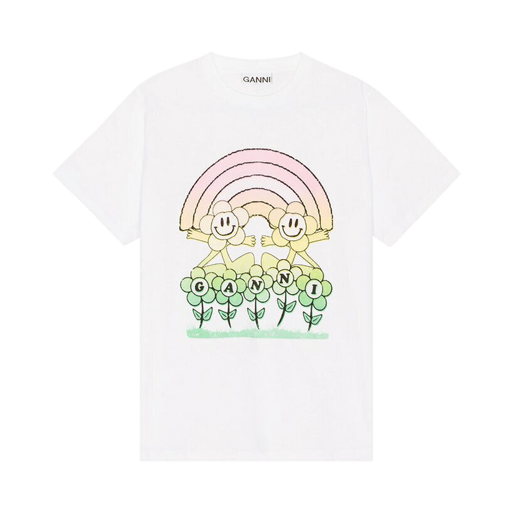 GANNI Basic Jersey Rainbow Relaxed T-Shirt "Bright White"