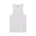 GANNI Rib Jersey Beaded Top "Bright White"