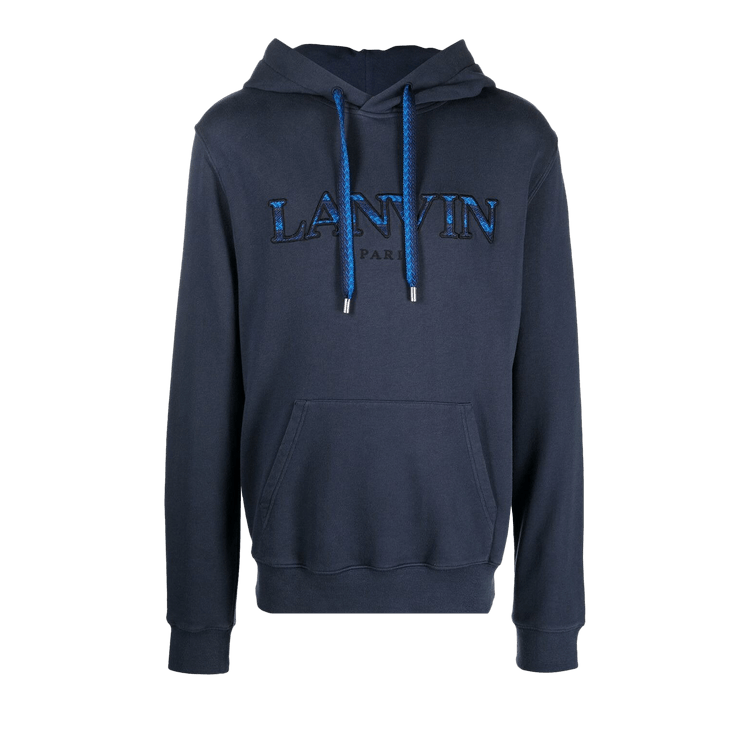 Lanvin Curb Embroidered Hoodie "Ink Blue"