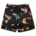 Nahmias Hummingbird Print Throughout Silk Shorts "Black"