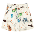 Nahmias Bleacher Litter Design Silk Shorts "White"