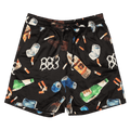 Nahmias Bleacher Litter Print Throughout Silk Shorts "Black"