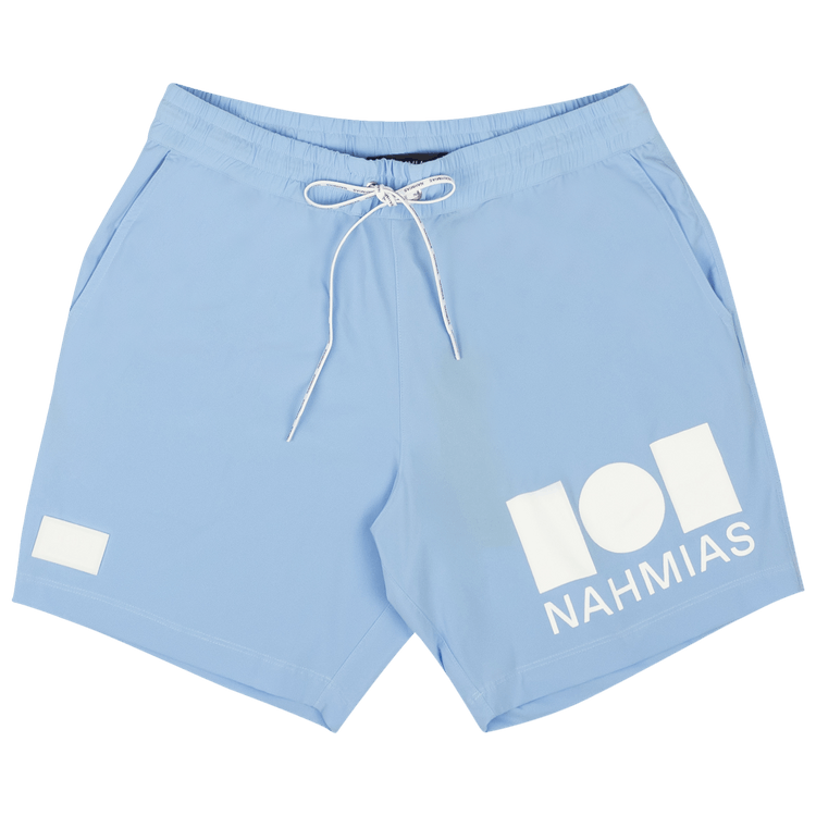 Nahmias Graphic Logo Design Swim Trunks "Blue"