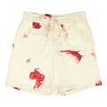 Nahmias Wine Glass Spill Design Silk Shorts "Cream"