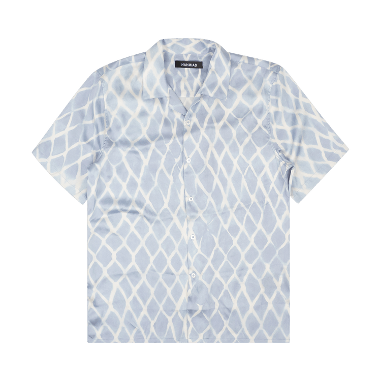 Nahmias Swish Design Button Down Sik Shirt "Blue"