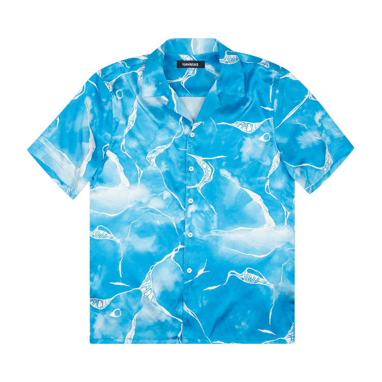 Nahmias Miracle Tie Dye Silk Button Down Shirt "Blue"