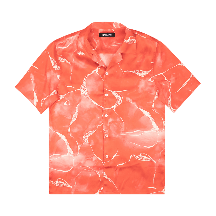 Nahmias Miracle Tie Dye Silk Button Down Shirt "Red"