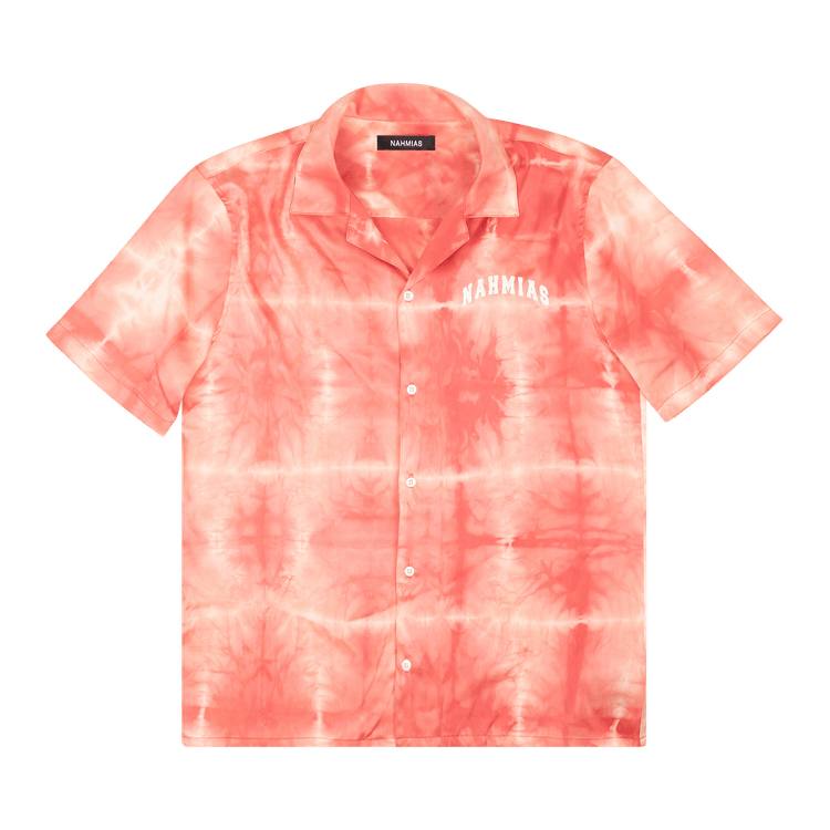 Nahmias Tie Dye Pont Silk Logo Button Down Shirt "Red"