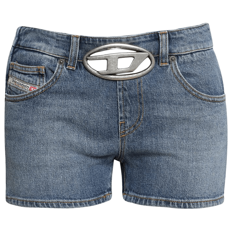 Diesel Cut Out Buckle Denim Shorts "Blue"